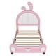 preview thumbnail 11 of 24, Twin Size Upholstered Platform Bed with Rabbit Shaped Headboard