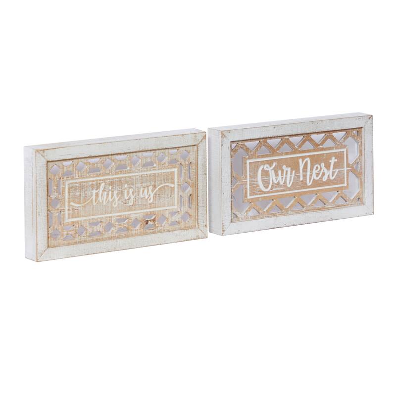 Beige Wood Farmhouse Wall Decor Text (Set of 2)