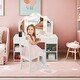 preview thumbnail 1 of 11, GIMMYFIVE Princess Makeup Desk & Chair Set Withtouch Light Detachable Tri-Folding Mirror White