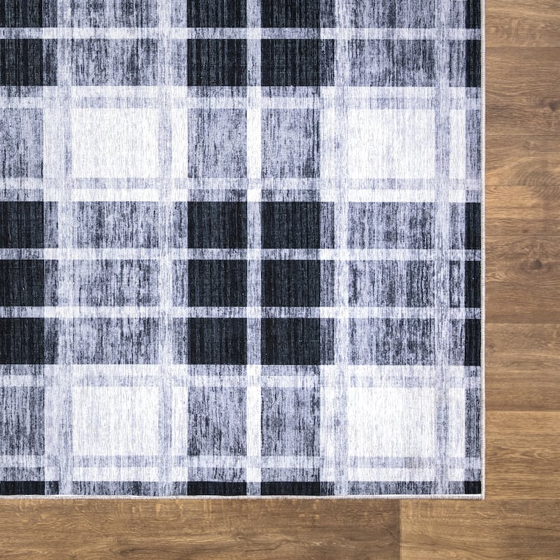 Abani Rugs PAR130A Parker Plaid Cream Black Area Rug