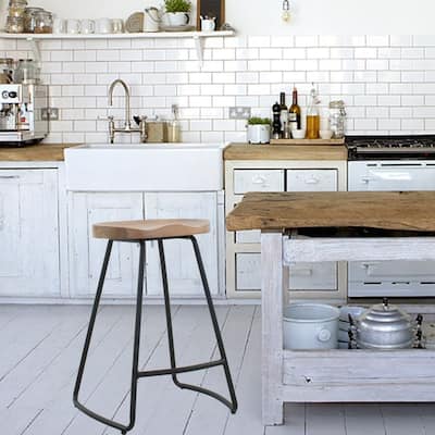 (Set of 2) Saddle 26" Solid Wood Counter Height Bar Stool