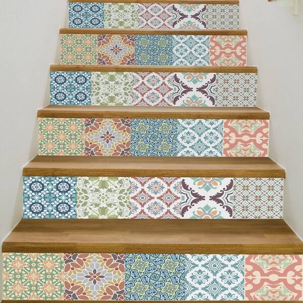 Shop Chezmax 3d Retro Pattern Stair Risers Stickers Set Staircase