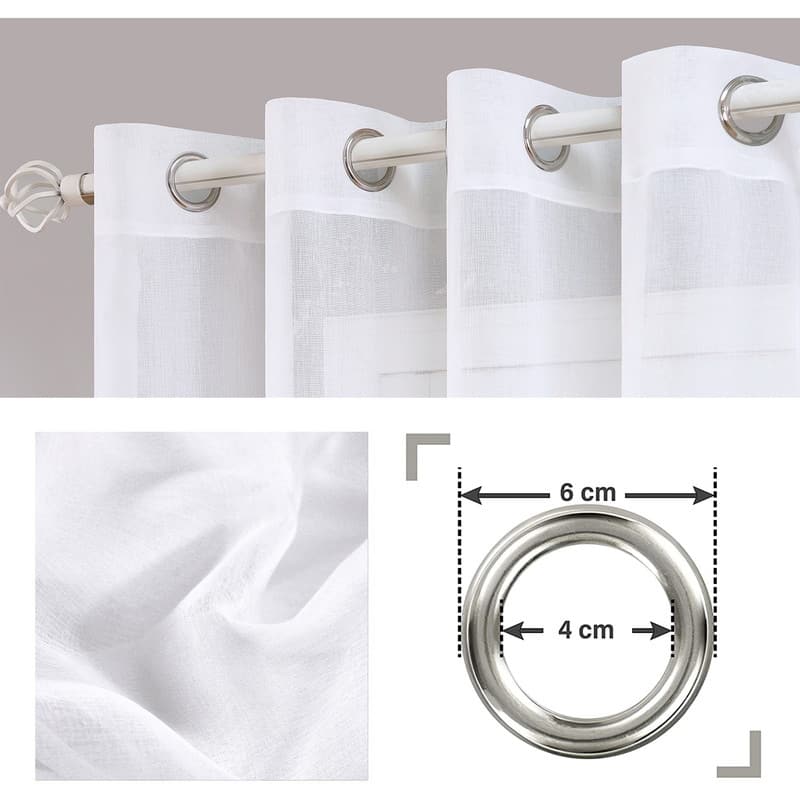 Topfinel Solid Grommet Sheer Window Curtains Faux Linen (Set of 2)