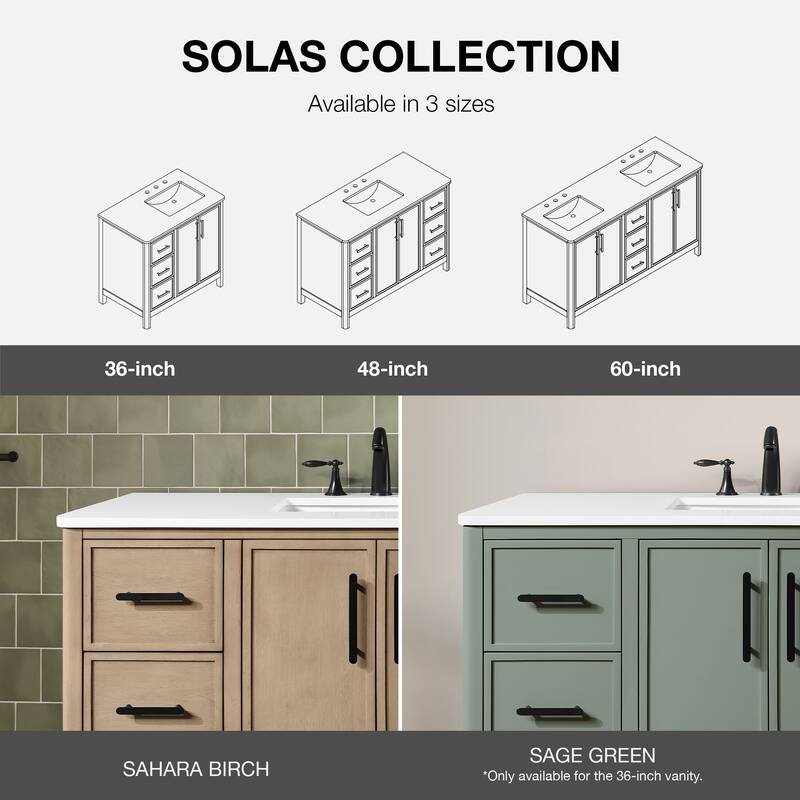 OVE Solas Bathroom Vanity with White Engineered Stone Top