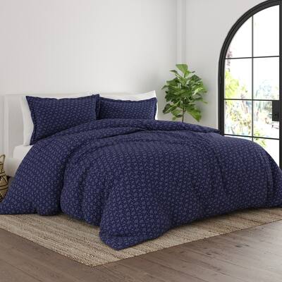 Soft Essentials Oversized Midnight Blossoms Pattern 3 Piece Duvet Cover Set