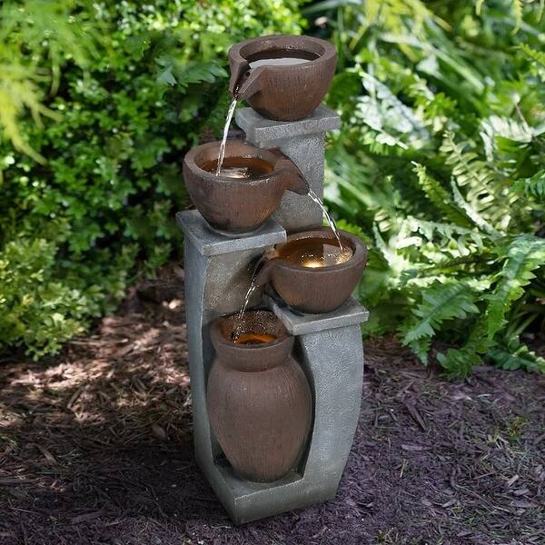 32.8Inch Floor Standing Waterfall Fountains for Garden, Patio, Deck