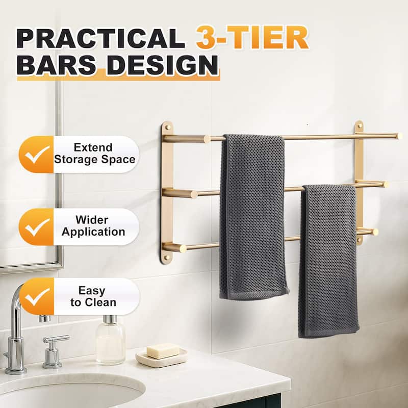 WOWOW Modern 3-Tier Wall Mounted Towel Rack