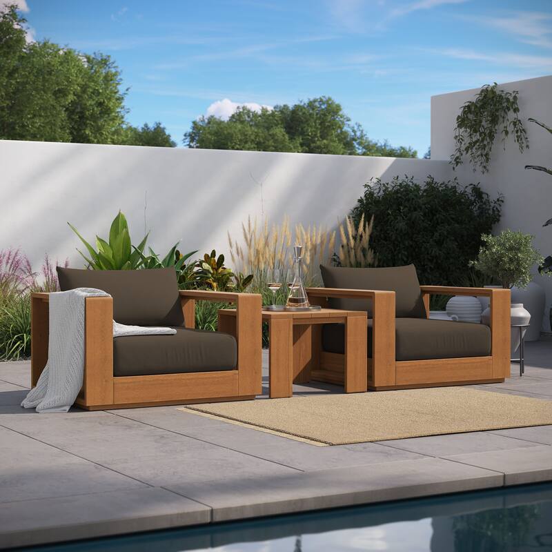 Tahoe 3-Piece Outdoor Patio Acacia Wood Furniture Set - Natural Cocoa