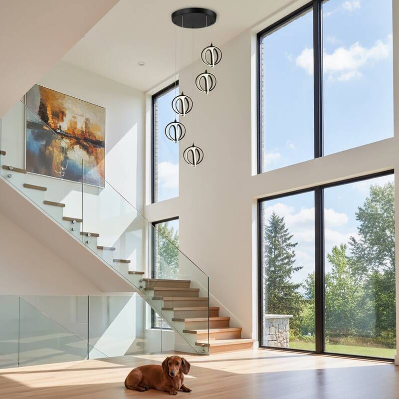 Artcraft Rose - LED Pendant - 5-Light - Black