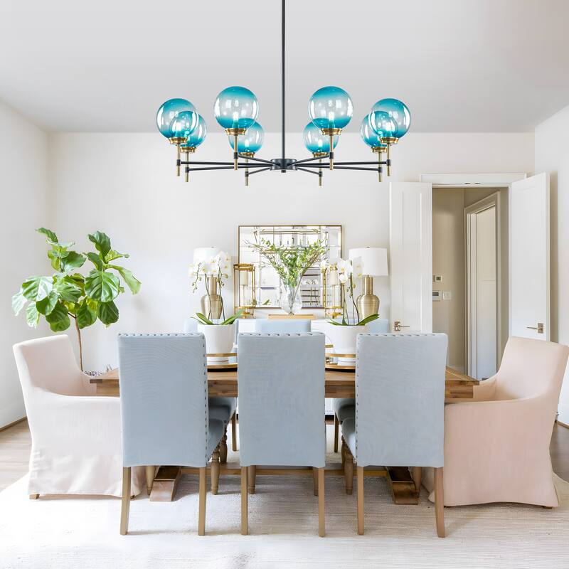 Starsky 8-Light Blue Bubble Novelty Candle-Inspired Chandelier - Black