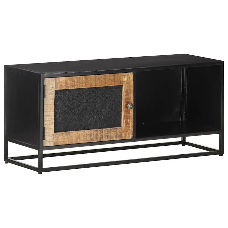 vidaXL TV Stand 35.4"x11.8"x15.7" Rough Mango Wood - 35.4" x 11.8" x 15.7"