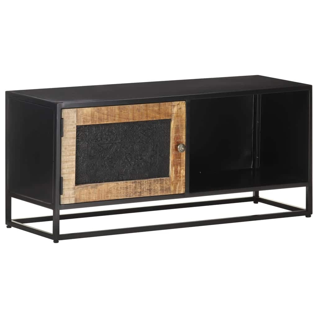 vidaXL TV Stand 35.4"x11.8"x15.7" Rough Mango Wood - 35.4" x 11.8" x 15.7"