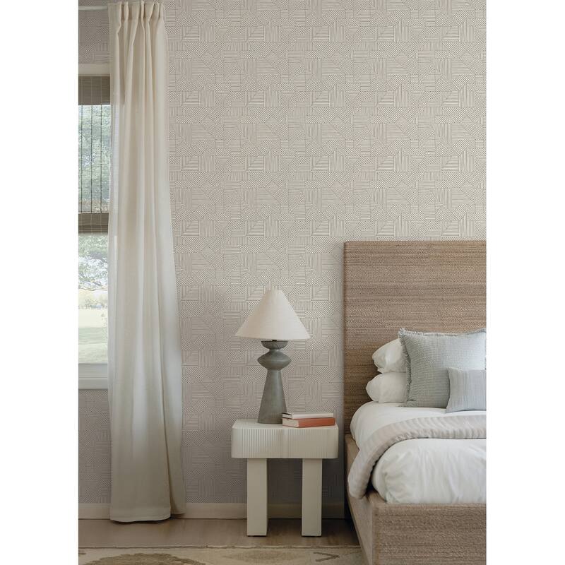 A-Street Prints Crescendo Light Grey Block Geometric Wallpaper