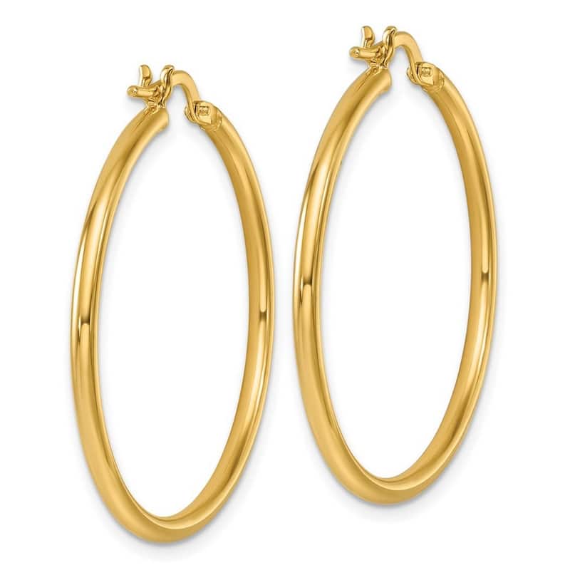 Curata 14k Yellow Gold Polished Round Tube Hoop Earrings - 35x33.3mm