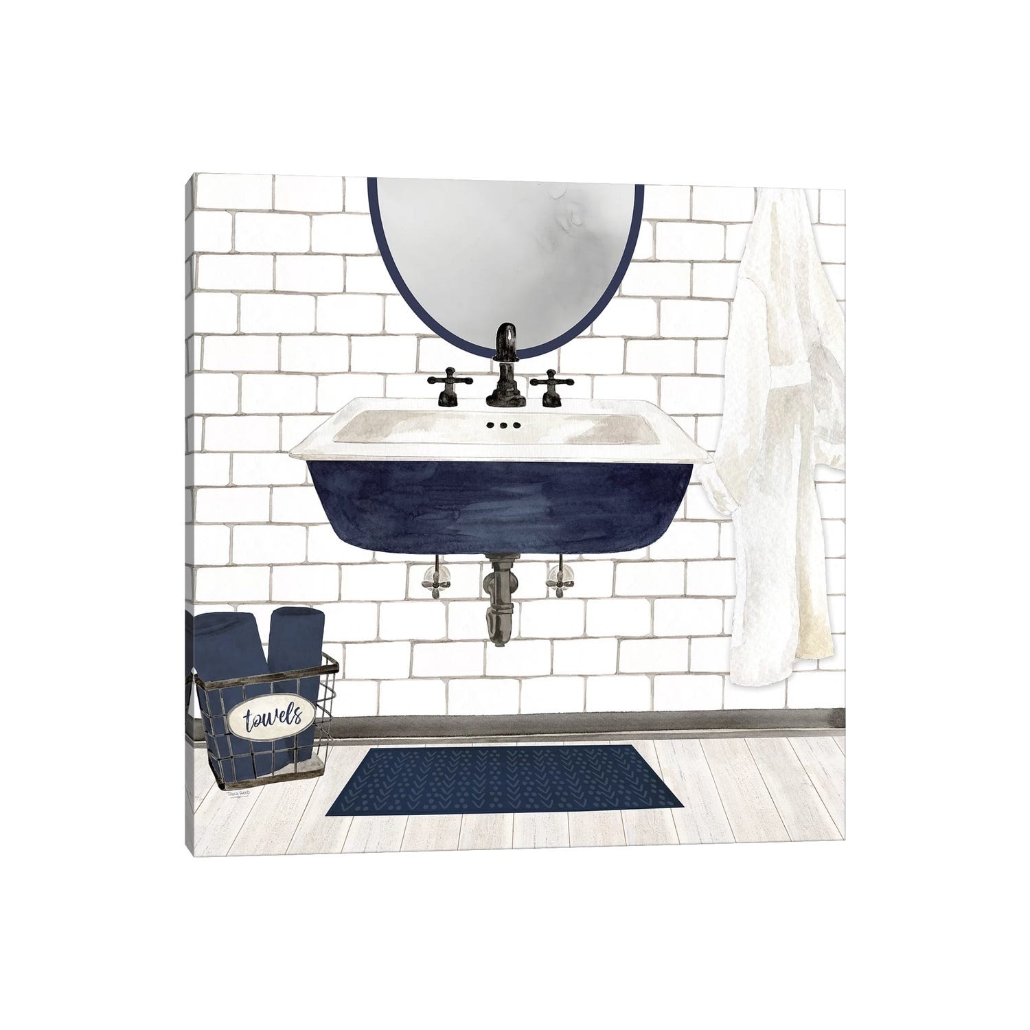 iCanvas "Farmhouse Bath II Navy-Sink" by Tara Reed Canvas Print