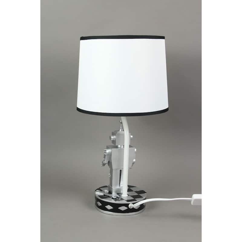 Zeckos 1960'S Style Square Head Robot Table Lamps With Shades (Set Of 2) - 16.5 X 9 X 9 inches