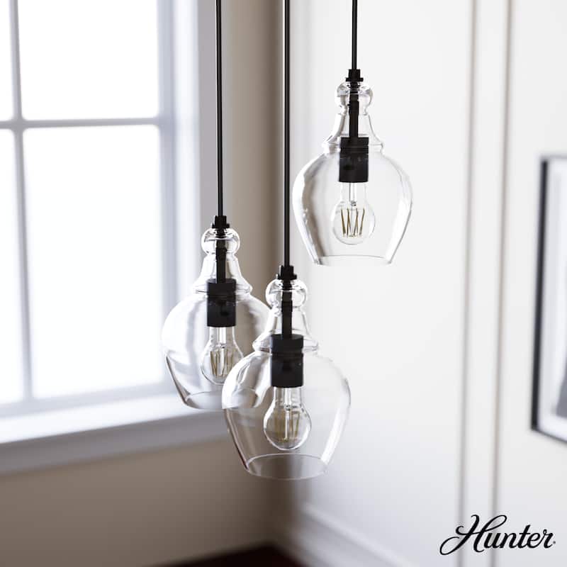 Hunter Maple Park Round Cluster Ceiling Light- Kitchen Island, Dining Room, Entry - Modern Farmhouse, Contemporary, Transitional - 13" 3 Light - Noble Bronze 3 Light-Clear Glass