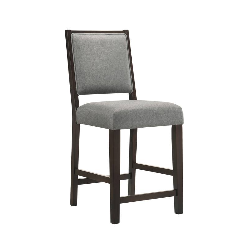 Knoxville Grey and Espresso Upholstered Stool with Footrest (Set of 2)