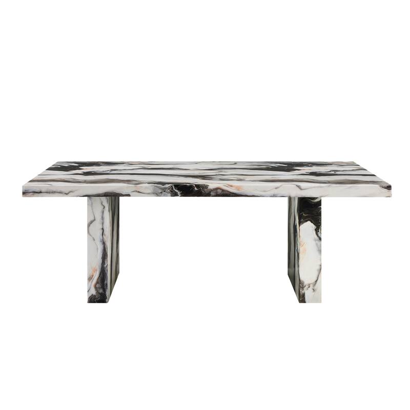 Roundhill Furniture Cavira Modern Faux Marble Dining Table with 4 Chairs and Bench