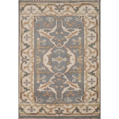 Geometric Gray Oushak Oriental Foyer Rug Handmade Wool Carpet - 2'0"x 3'0"