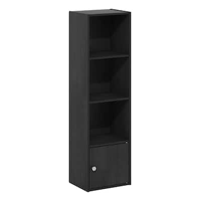 Furinno Luder 4-Tier Shelf Bookcase with 1 Door Storage Cabinet