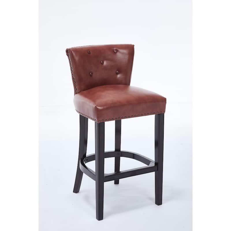 Bar Stools Set of 2,Seat Height 26" Leather Wooden Bar Stools