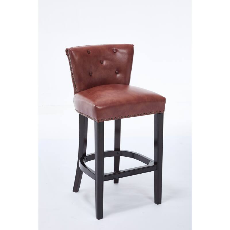 Bar Stools Set of 2,Seat Height 29.5" Leather Wooden Bar Stools