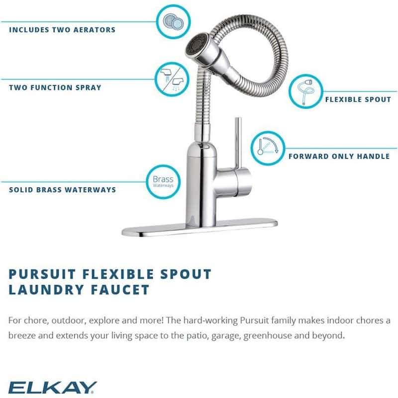 Elkay Pursuit 1.5 GPM Deck Mounted Single Handle Laundry Faucet with