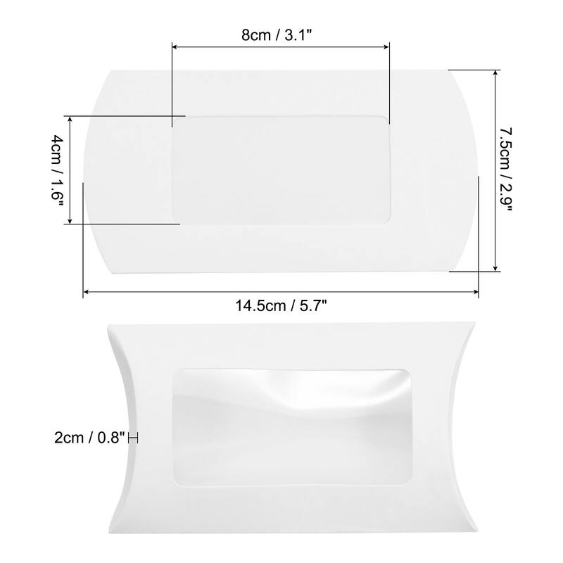 Pillow Boxes, 50Pcs Wedding Gift Boxes 5.7 x 2.9 Inch for Wedding - White