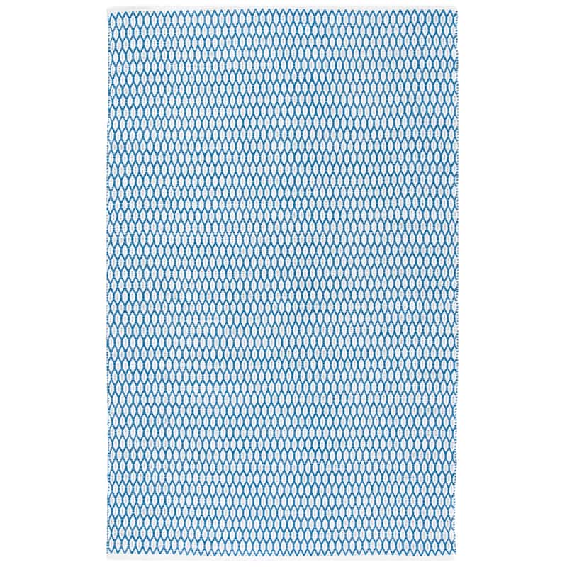 SAFAVIEH Handmade Flatweave Montauk Cassidy Casual Cotton Rug - 6' Square - Blue/Ivory