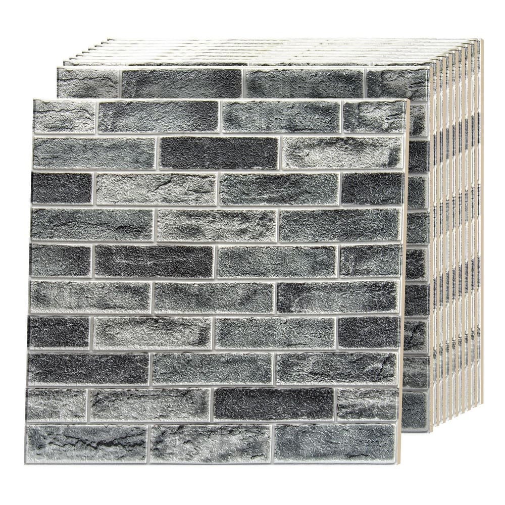 Art3d 20pcs 27.5"x27.5" Self-adhesive Foam Faux Brick Wall Tile Wall Sticker