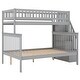 preview thumbnail 6 of 20, Twin over Full Stairway Bunk Kids Bed with Shelves, Convertible, Storage Included, Grey