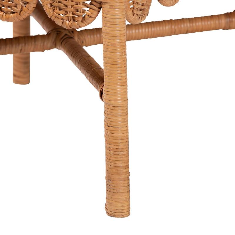 Abia Natural Rattan Dining Chair - Handwoven Wicker Accent Side Chair with Bow and Ribbon Design, Artisanal Seating