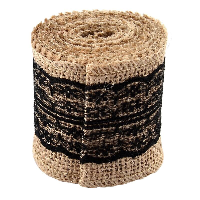Burlap Hessian Crafting Lace Ribbon Roll Trim Edge 2M for Wedding