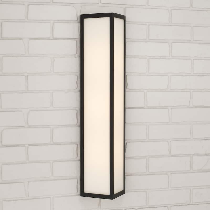 Integrated LED Outdoor Wall Lantern in Black with Painted White Glass