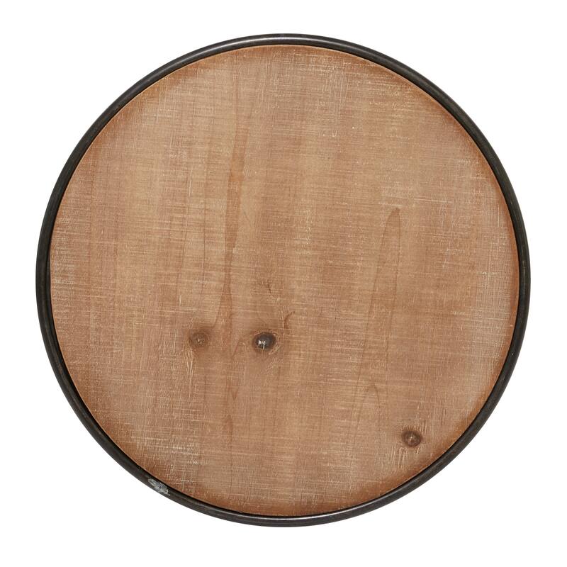 Metal Accent Table with Brown Wood Top - Bronze - Roche River Decor