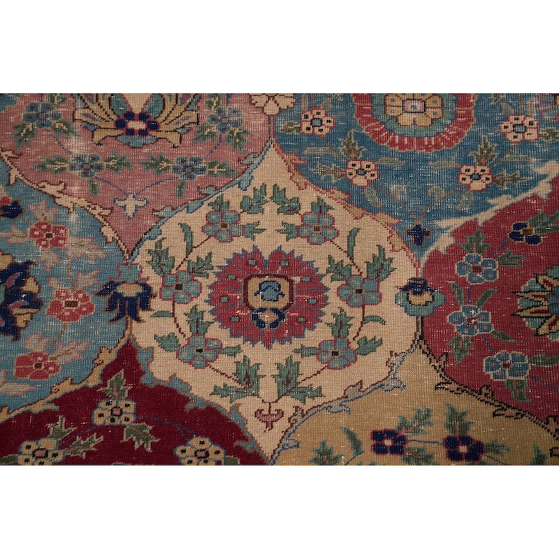Hand Knotted Oriental 100% Wool Carpet Traditional Floral Multi-Colored Tabriz Area Rug - 5' 9'' X 4' 1''