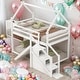 preview thumbnail 1 of 16, Twin Over Twin House Loft Or Bunk Bed With Slide And Staircase for Home White
