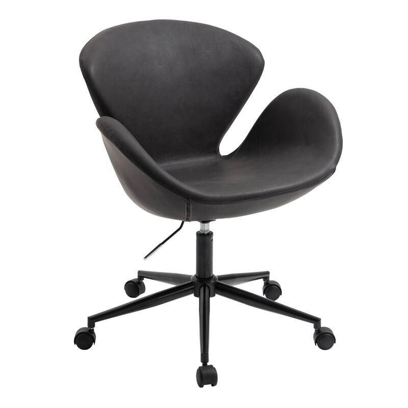 Leather Desk Chair - Modern Office Chair, Ergonomic Computer Chair, Grey Accent Chair