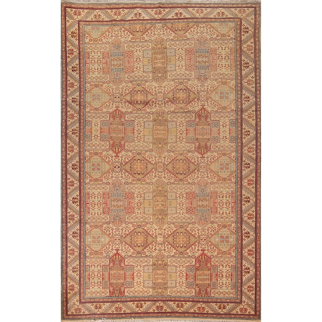 Vegetable Dye Anatolian Turkish Vintage Handmade Tribal Wool Carpet - 6'7" X 9'11"