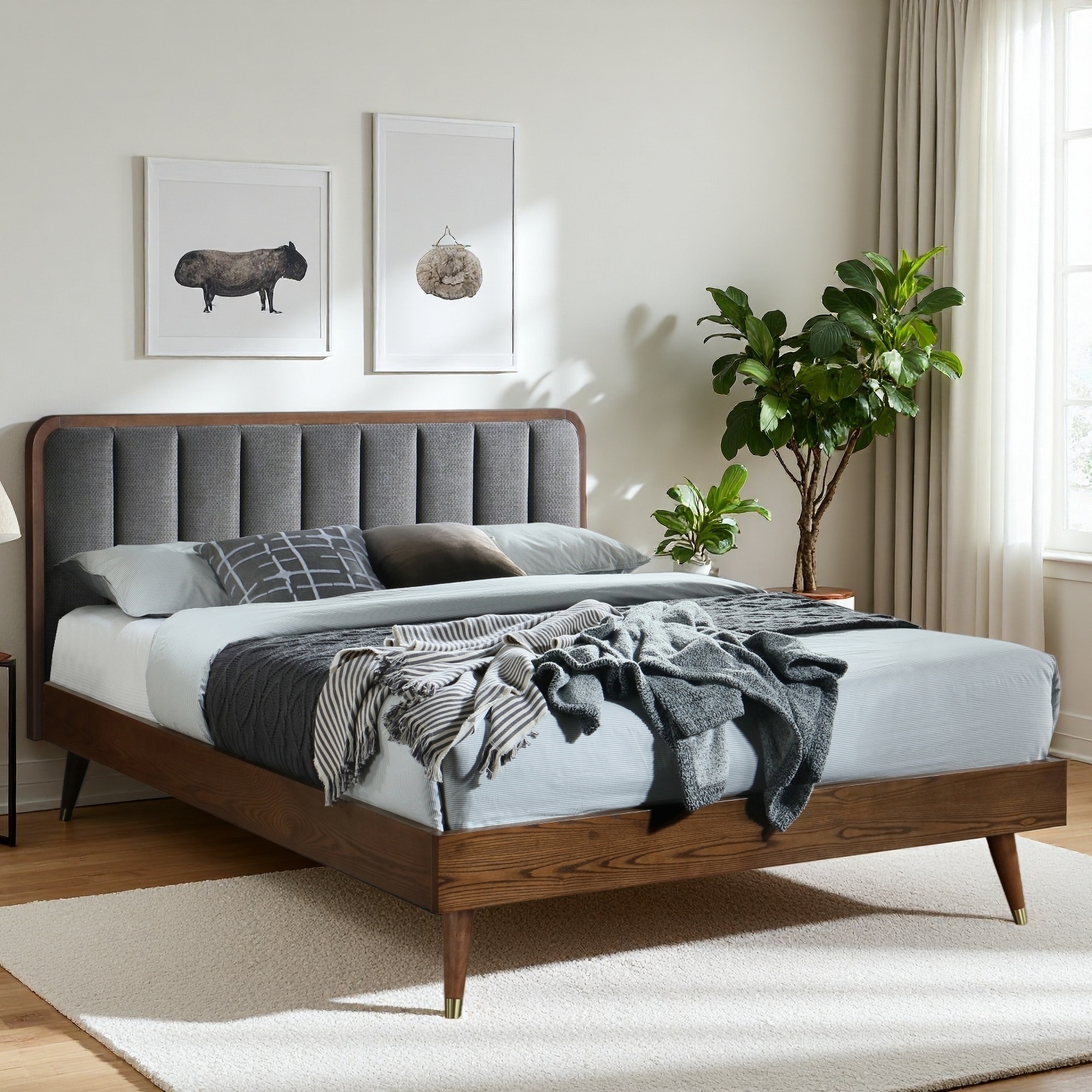 Queen Size Wood Platform Bed with Modern Style and No Box Spring Needed