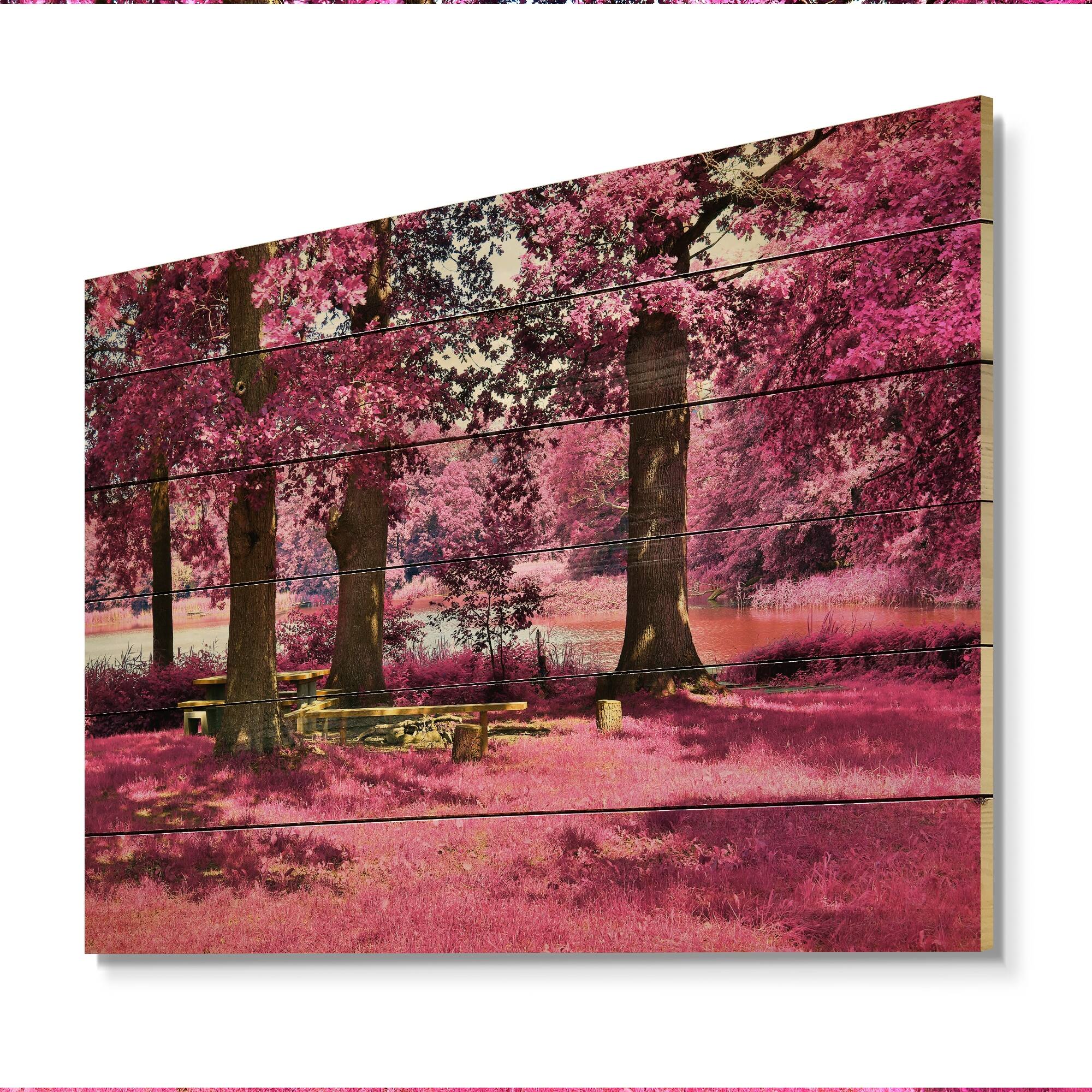 Designart 'Pink And Purple Fantasy Forest Landscape VIII' Traditional ...