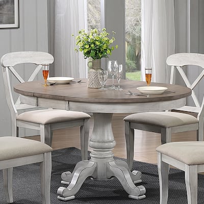 Ocean Isle Antique White Weathered Pine Pedestal Table
