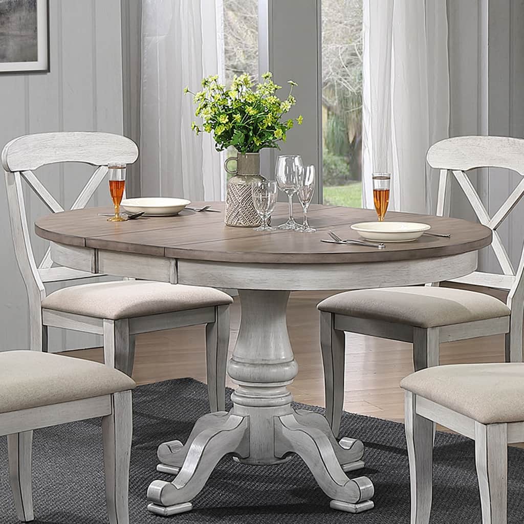 Ocean Isle Antique White Weathered Pine Pedestal Table