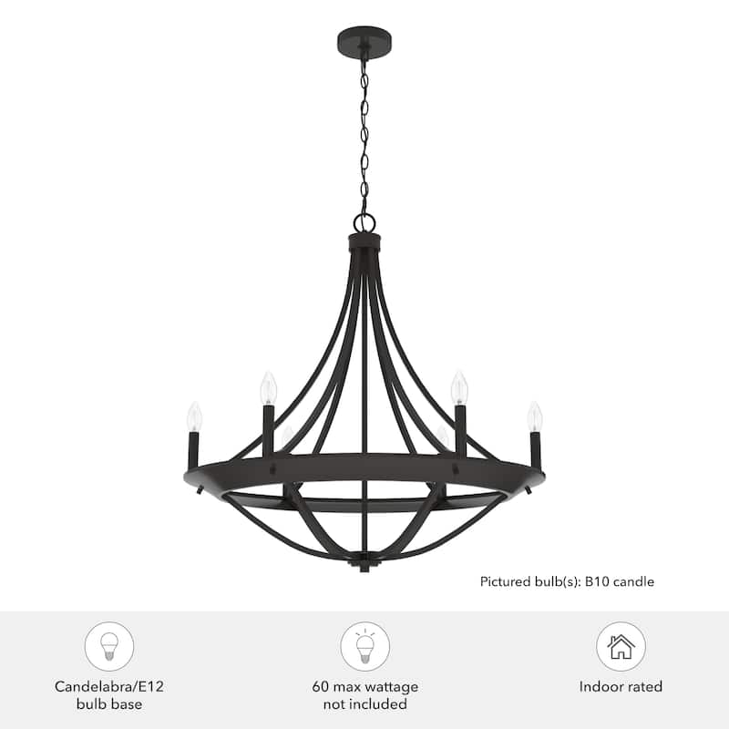 Hunter Perch Point Chandelier, Wheel, Candle, Dining Room, Entry, Modern Rustic, Industrial