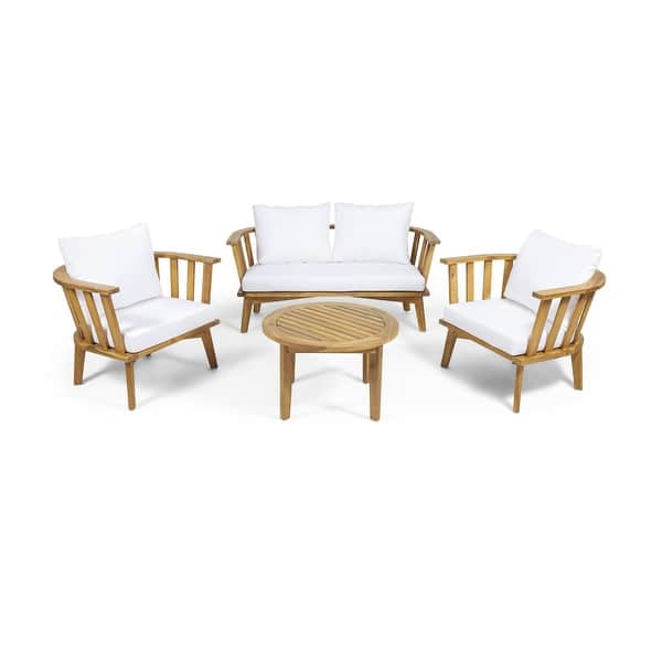 slide 13 of 13, MacArthur Acacia Wood Chat Set by Christopher Knight Home