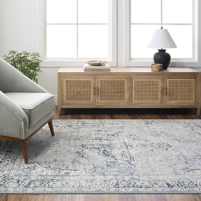 Dobbins Traditional Medallion Area Rug - 2' 6" x 10' - Dusty Sage/Taupe/Cream