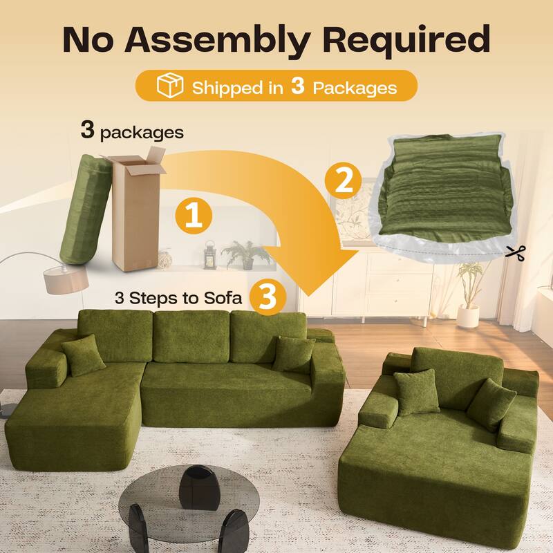 ​​OVIOS Modern Minimalist No-Assembly Living Room Set​