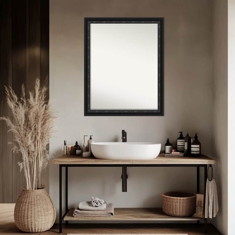 Downton Black Non-Beveled Wood Framed Bathroom Vanity Wall Mirror - Downton Black