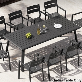 Pellebant Outdoor Aluminum Dining Table with Umbrella Hole for 6-8 Person
